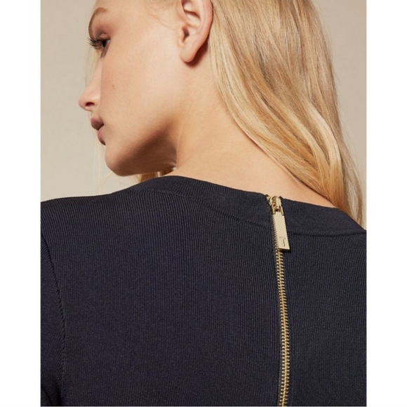 Ted Baker Dorlean Scallop Trim Knit Skater Dress Size 0 NWOT - Picture 4 of 17